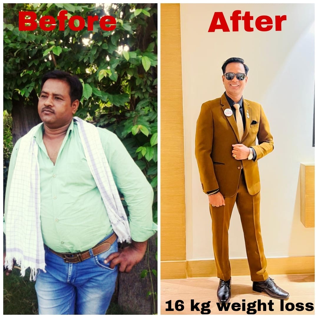 Before and after photographs from a BetterbyChoice member's 16 kilogram transformation journey