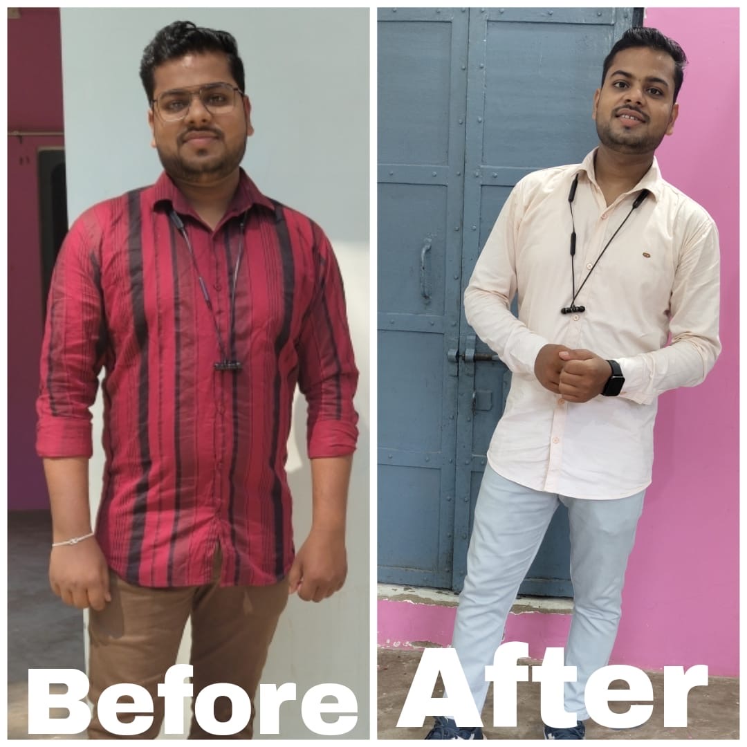 Before and after photographs showing a BetterbyChoice member's transformation
