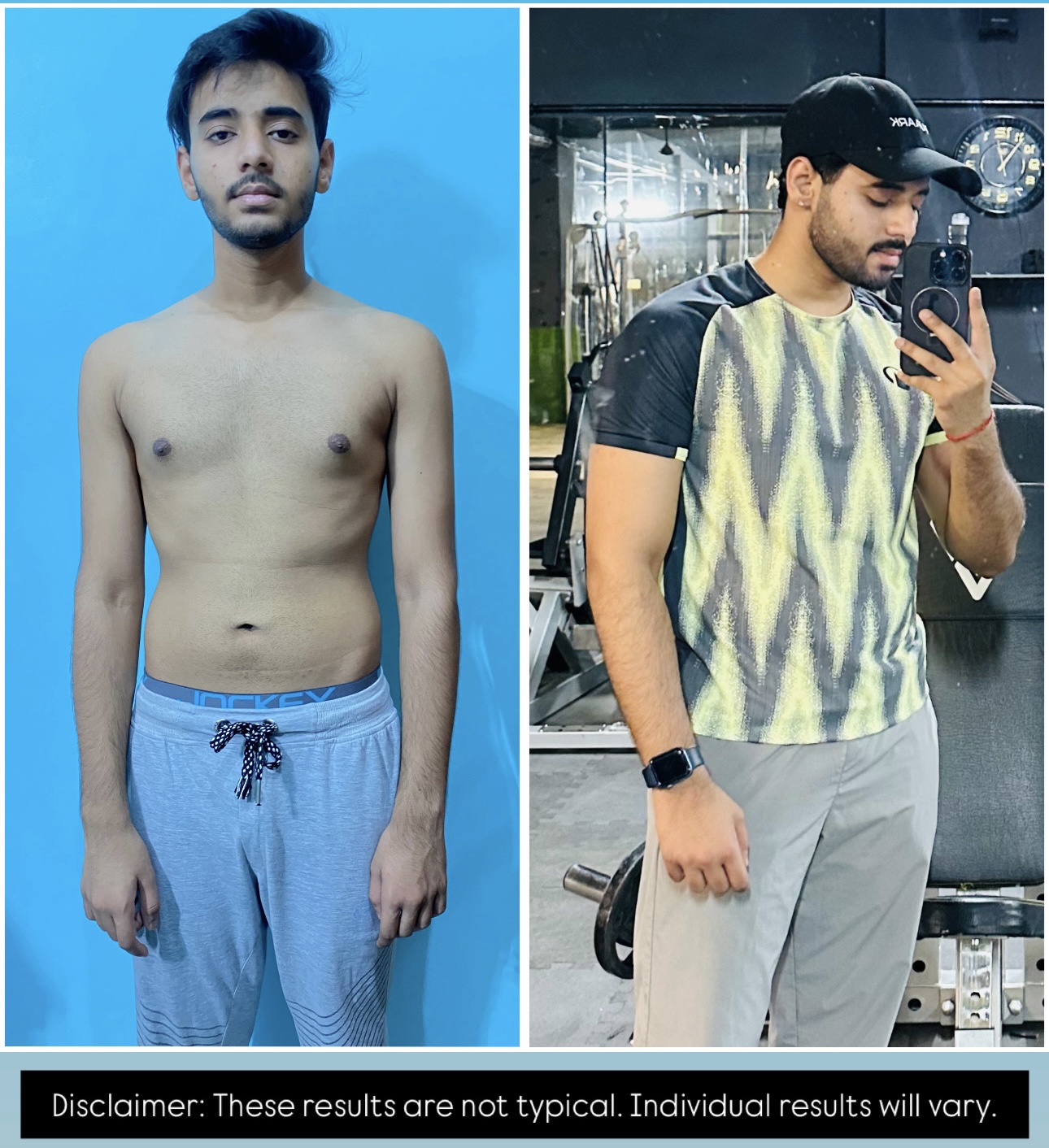 Before and after photographs showing a BetterbyChoice member's fitness progress